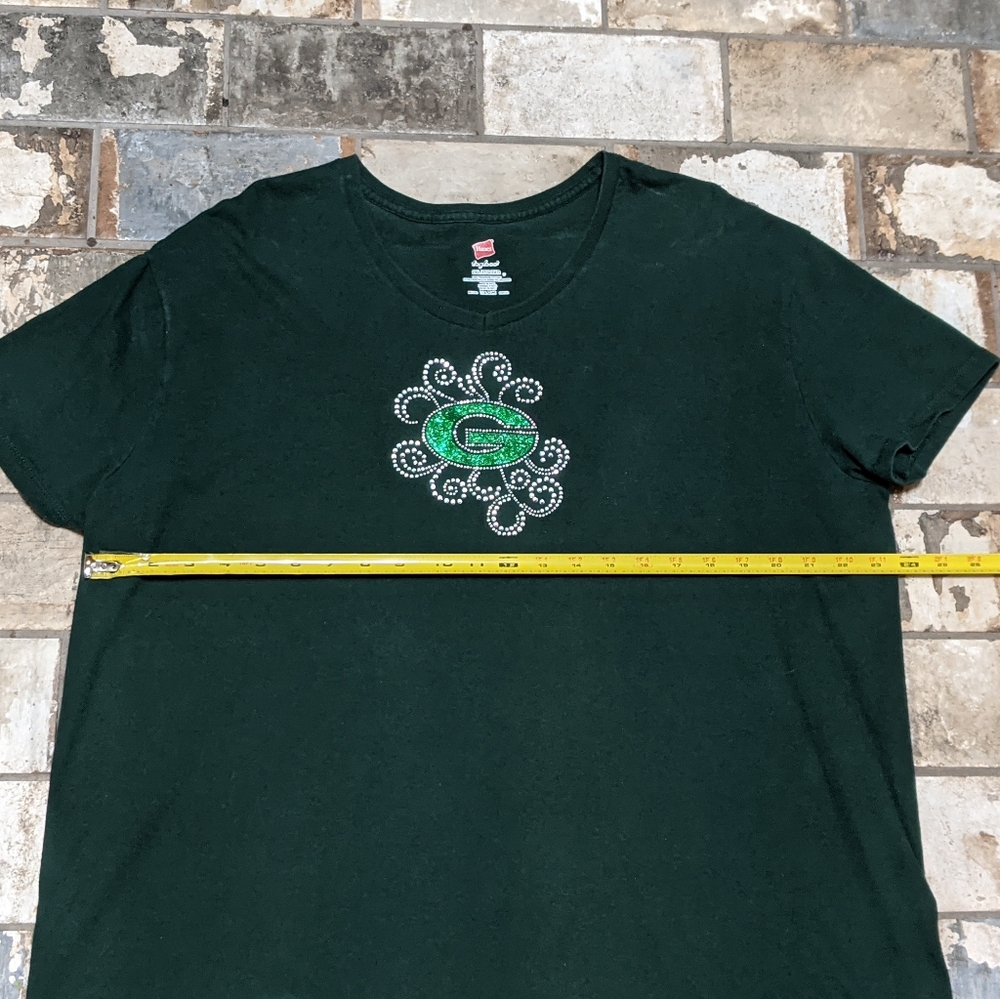 Hanes Women's 2XL Green Bay Packers Bedazzled Short Sleeve T-shirt - Picture 4 of 6